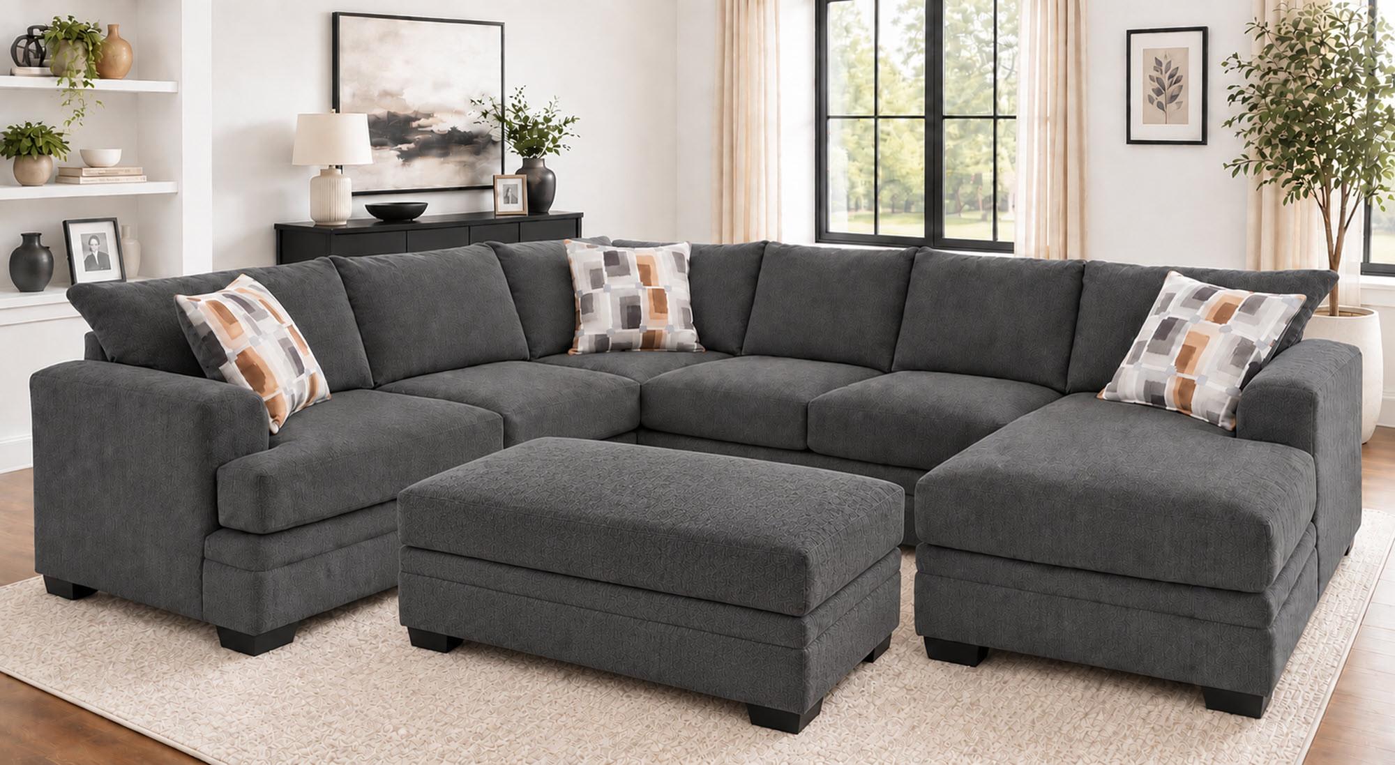 Rent to Own Woodhaven Kendall 3-Piece Sectional w/ Ottoman at